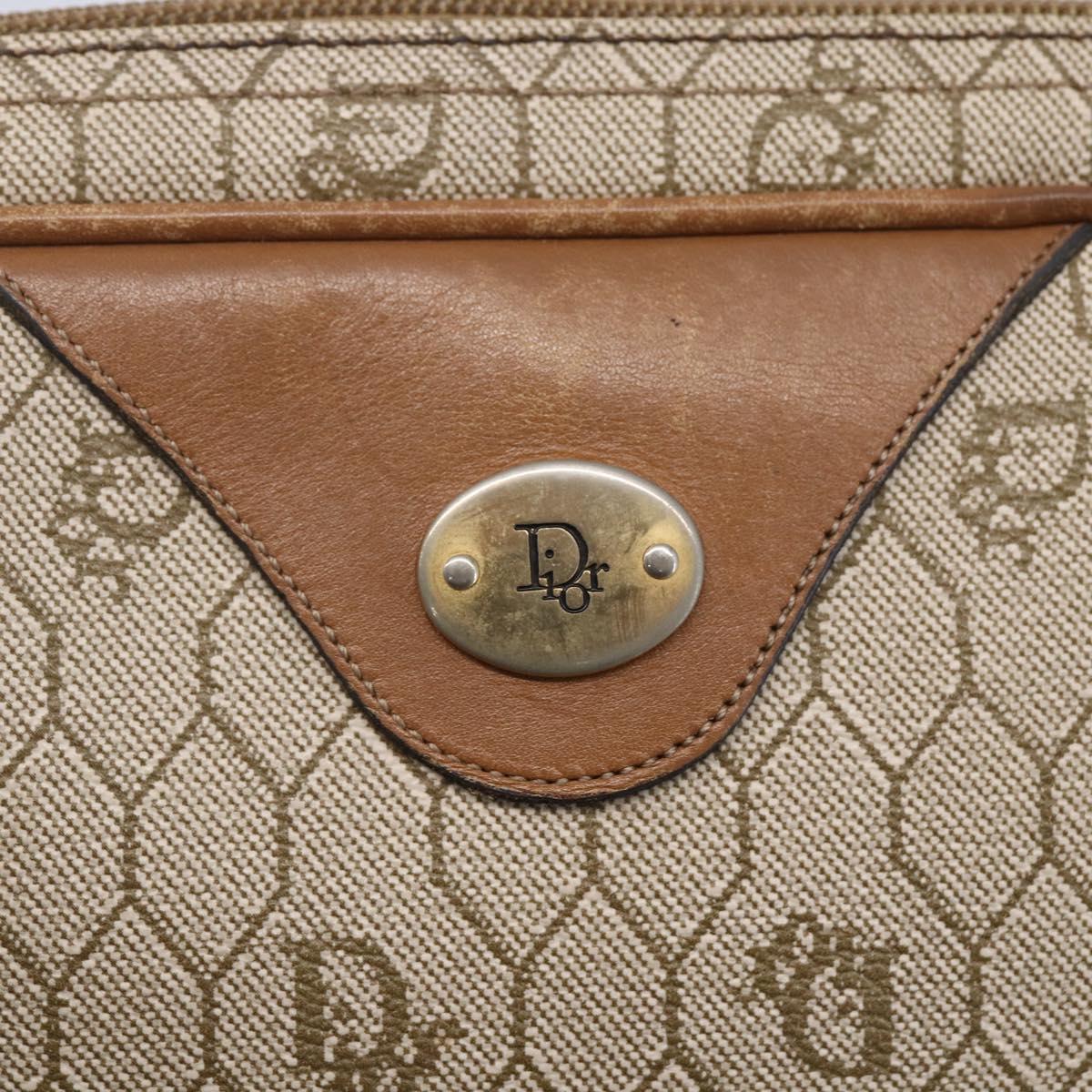 Christian Dior Honeycomb Canvas Shoulder Bag PVC Beige Gold Auth ki6153