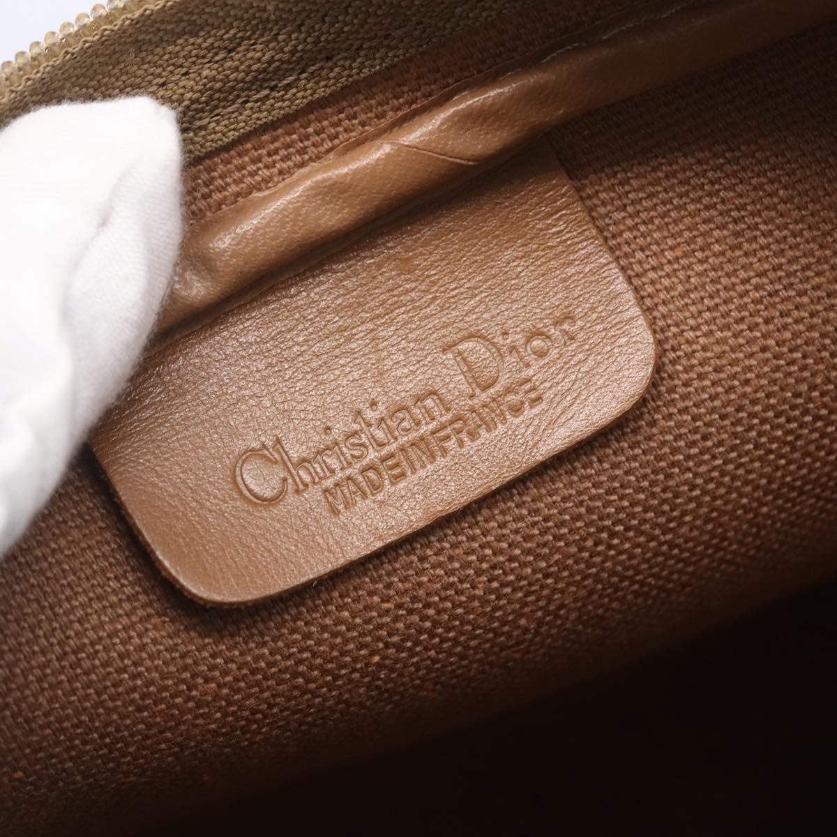 Christian Dior Honeycomb Canvas Shoulder Bag PVC Beige Gold Auth ki6153