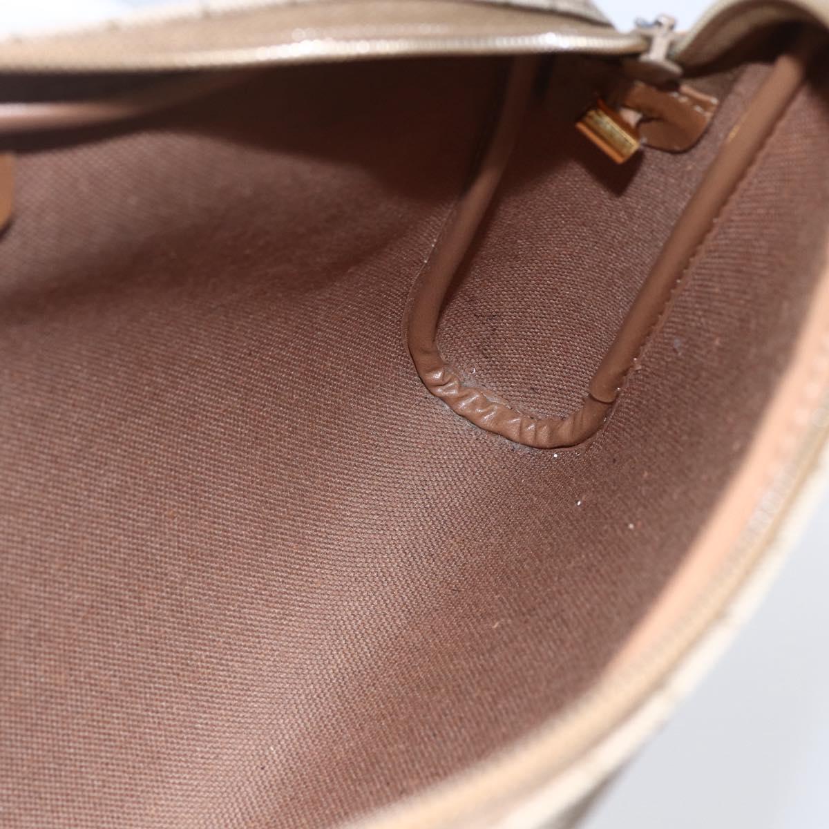 Christian Dior Honeycomb Canvas Shoulder Bag PVC Beige Gold Auth ki6153