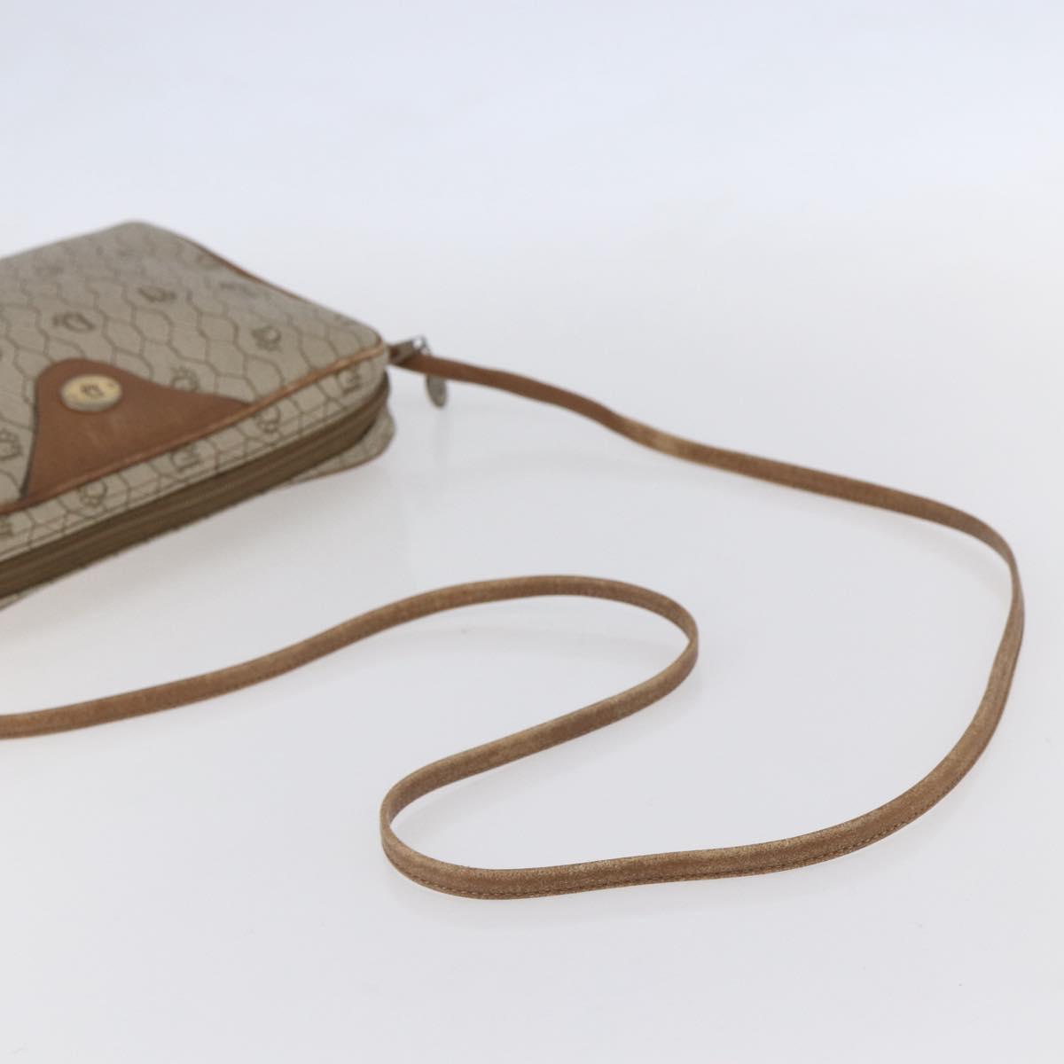 Christian Dior Honeycomb Canvas Shoulder Bag PVC Beige Gold Auth ki6153