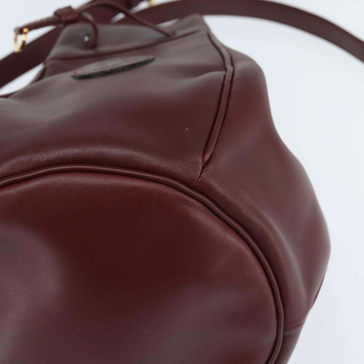 CARTIER Must Line Shoulder Bag Leather Bordeaux Gold Auth ki6154