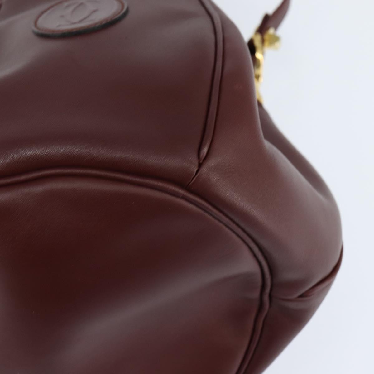 CARTIER Must Line Shoulder Bag Leather Bordeaux Gold Auth ki6154