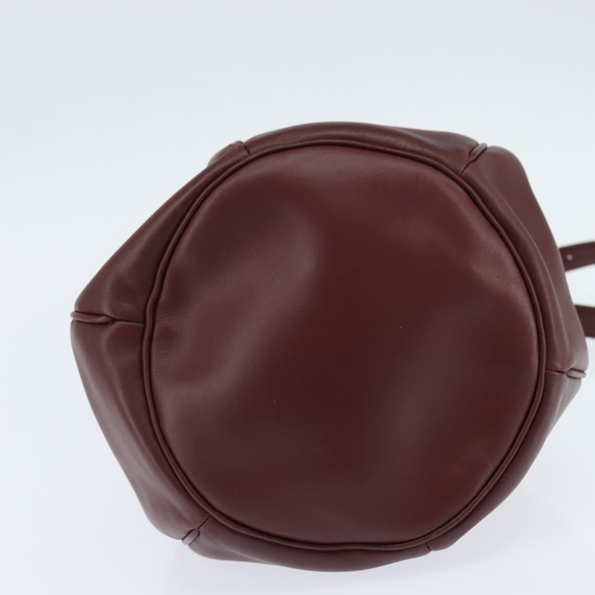 CARTIER Must Line Shoulder Bag Leather Bordeaux Gold Auth ki6154