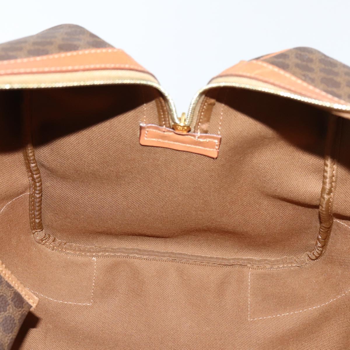 CELINE Macadam Canvas Boston Bag PVC Brown Gold Auth ki6155