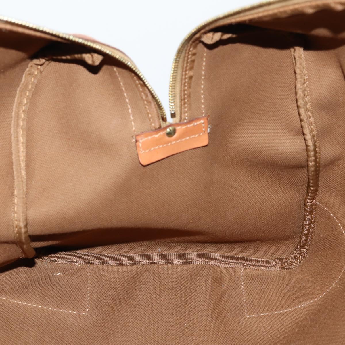 CELINE Macadam Canvas Boston Bag PVC Brown Gold Auth ki6155