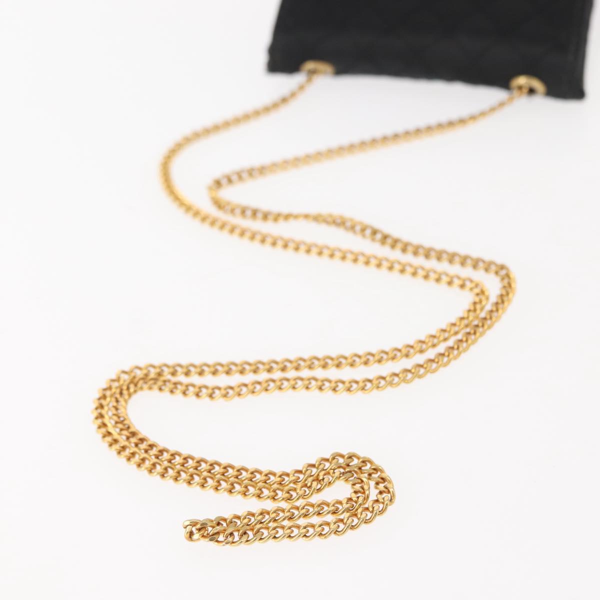 CHANEL Matelasse Chain Shoulder Bag Satin Black Gold CC Auth ki6158