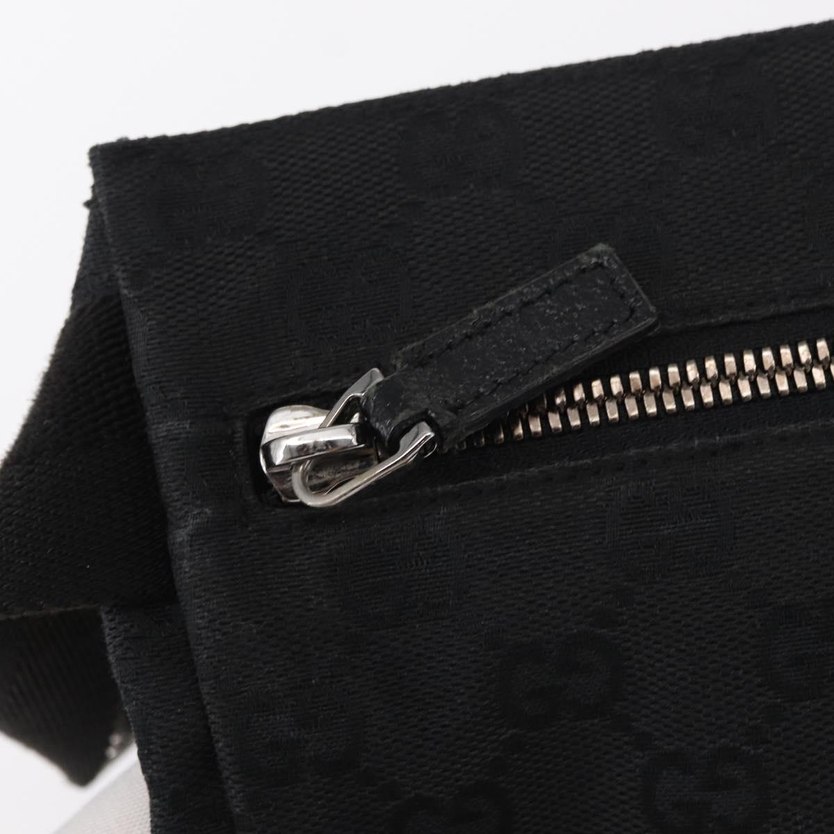 GUCCI GG Canvas Waist bag Black Silver 28566 Auth ki6159