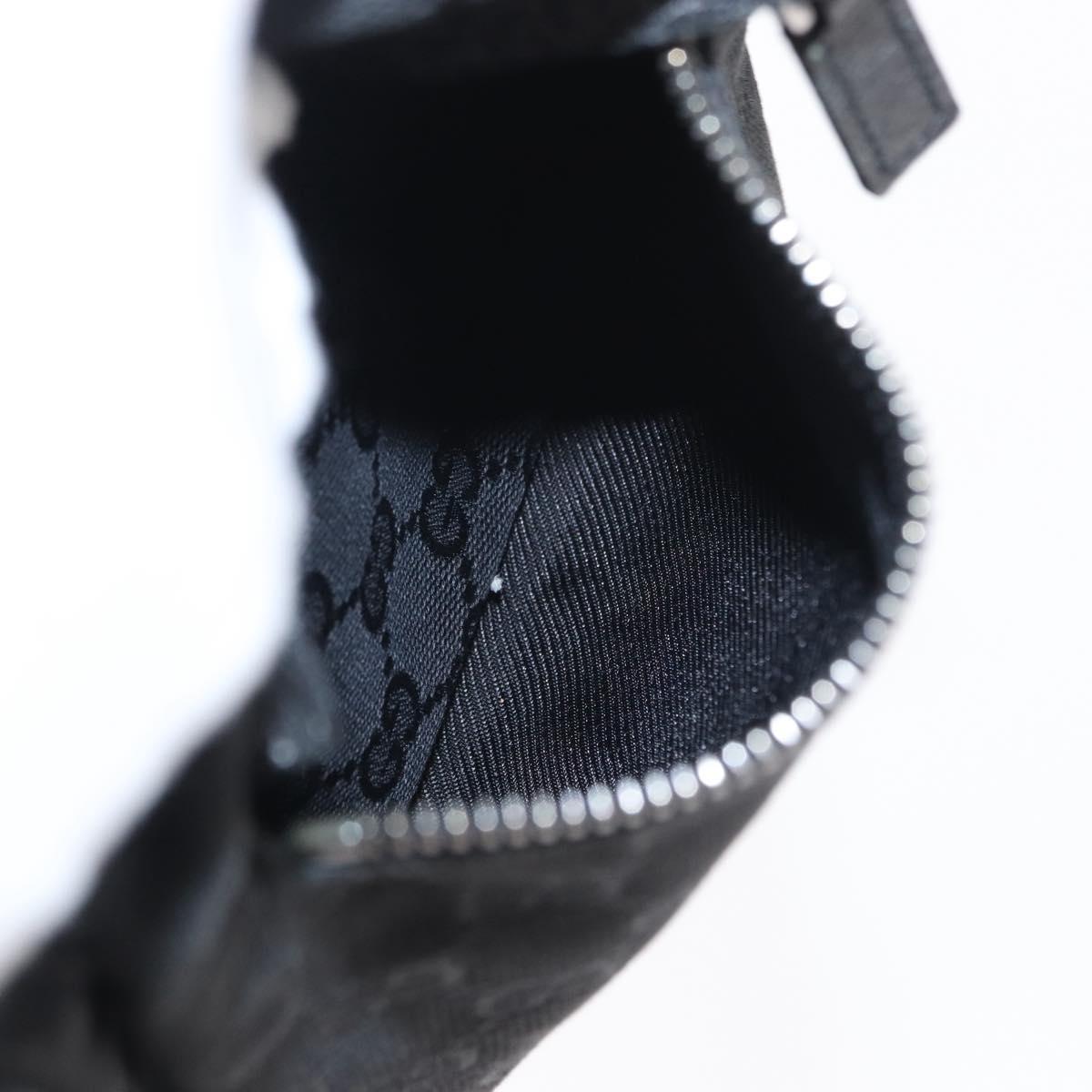 GUCCI GG Canvas Waist bag Black Silver 28566 Auth ki6159