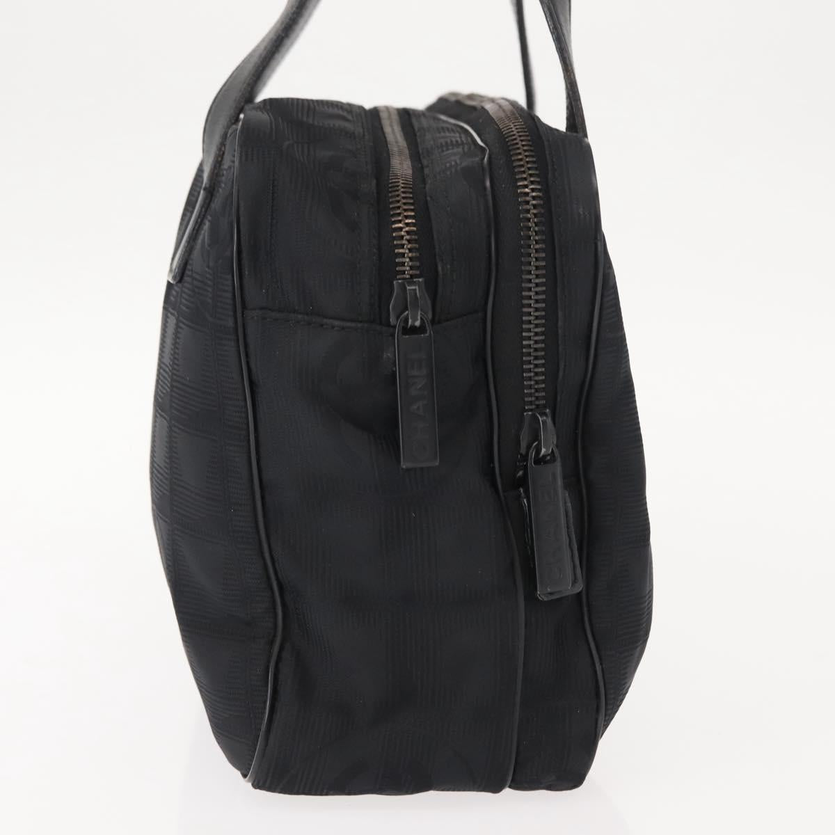 CHANEL New Travel Line Hand Bag Nylon Black CC Auth ki6162