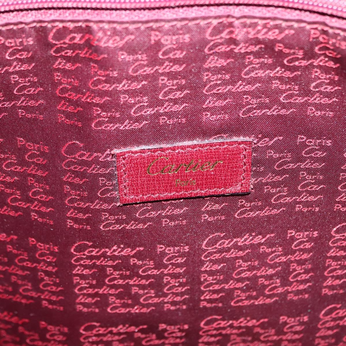 CARTIER Must Line Shoulder Bag Leather Bordeaux Gold Auth ki6163