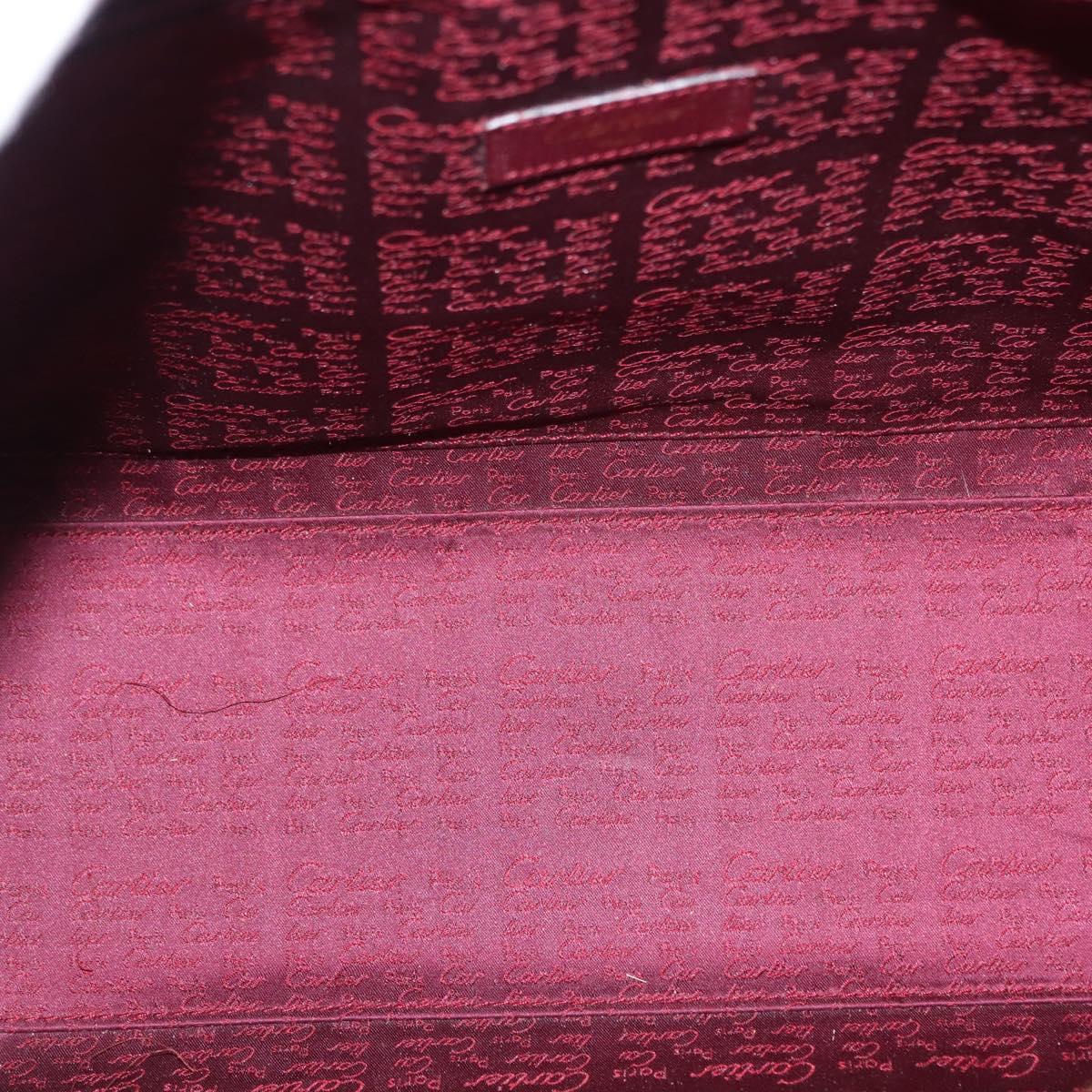 CARTIER Must Line Shoulder Bag Leather Bordeaux Gold Auth ki6163