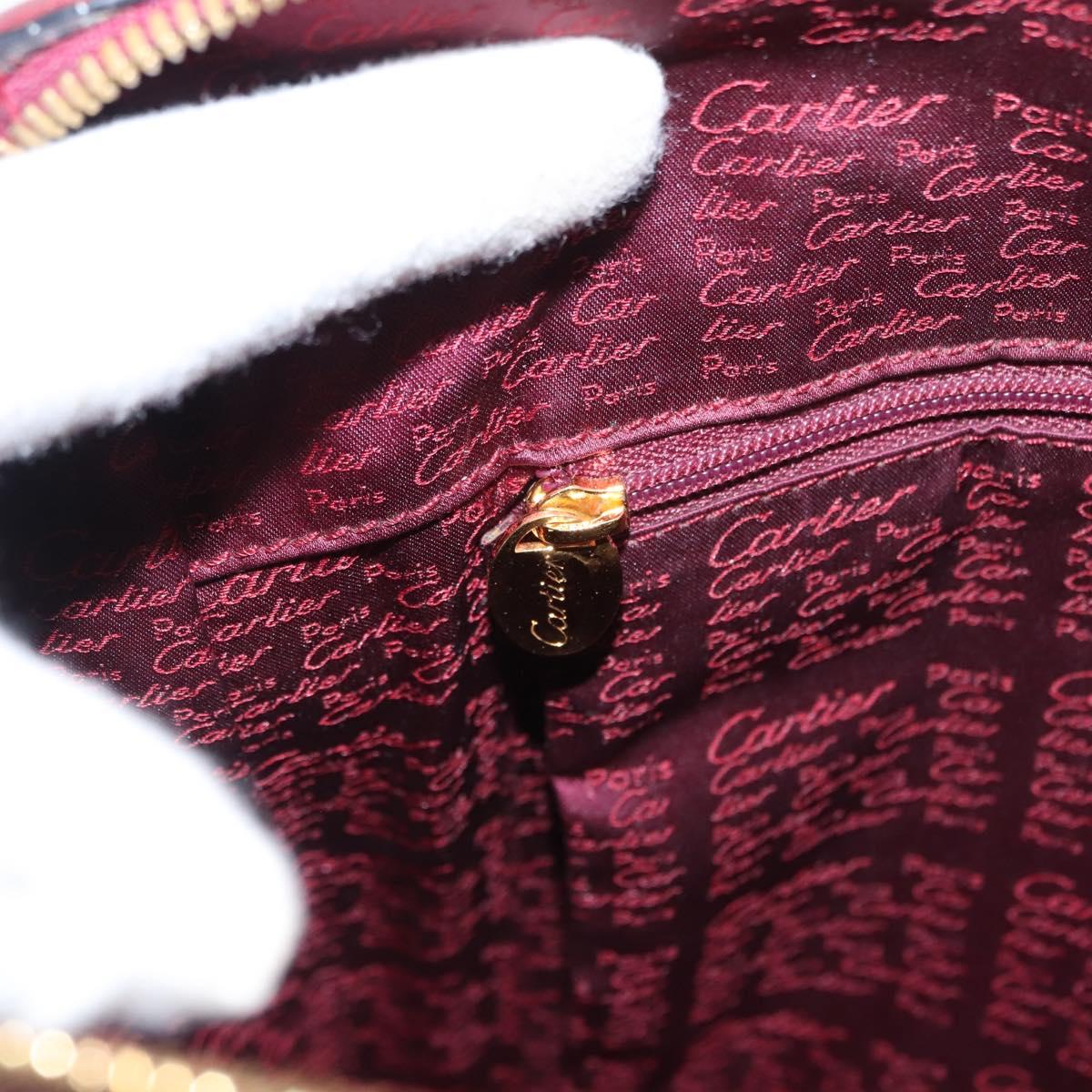 CARTIER Must Line Shoulder Bag Leather Bordeaux Gold Auth ki6163