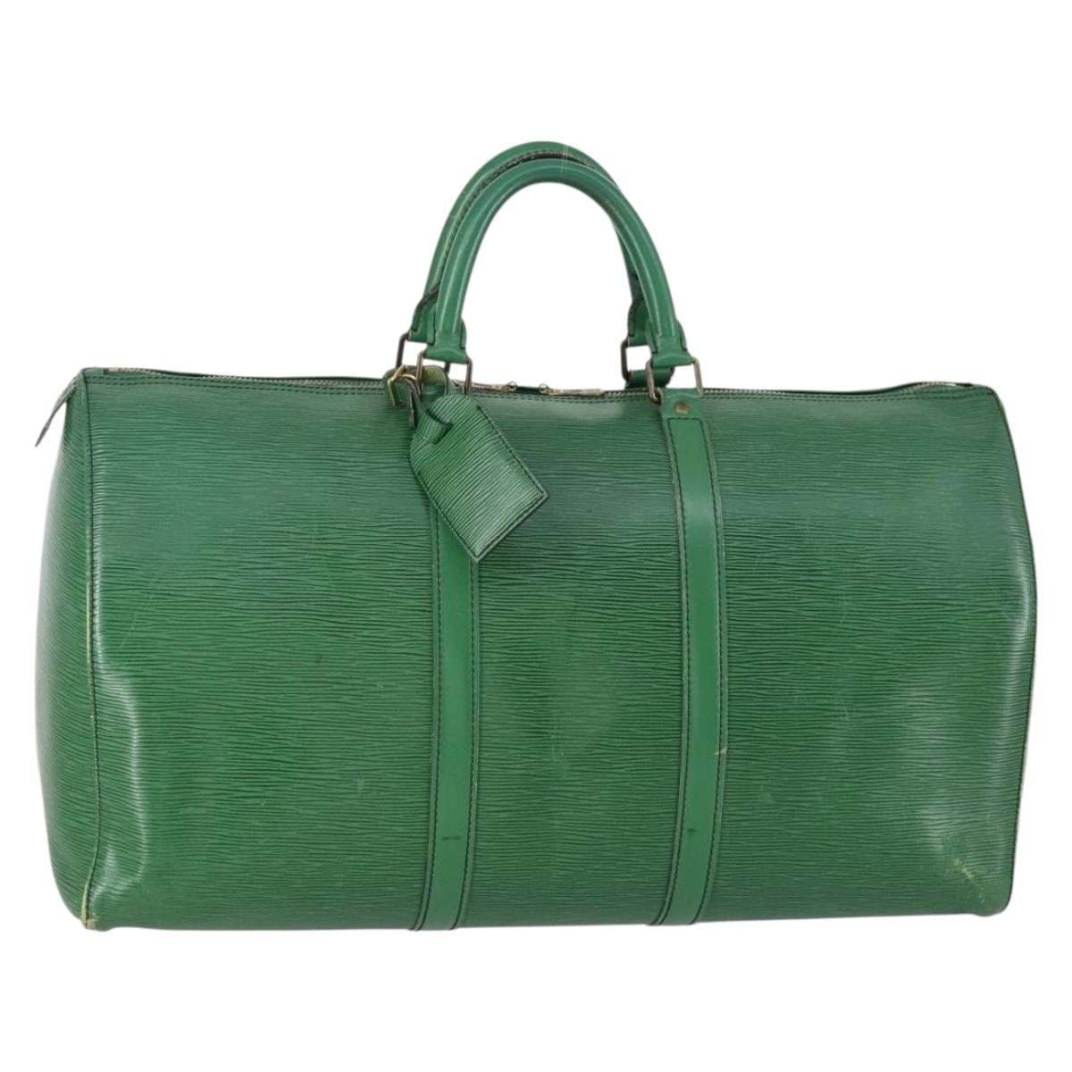 LOUIS VUITTON Epi Keepall 50 Boston Bag Green M42964 LV Auth ki6165