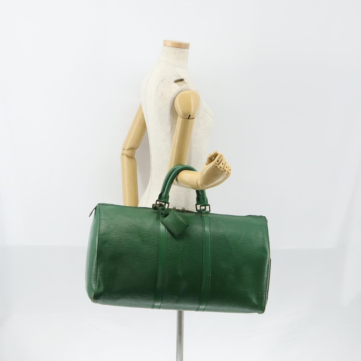 LOUIS VUITTON Epi Keepall 50 Boston Bag Green M42964 LV Auth ki6165