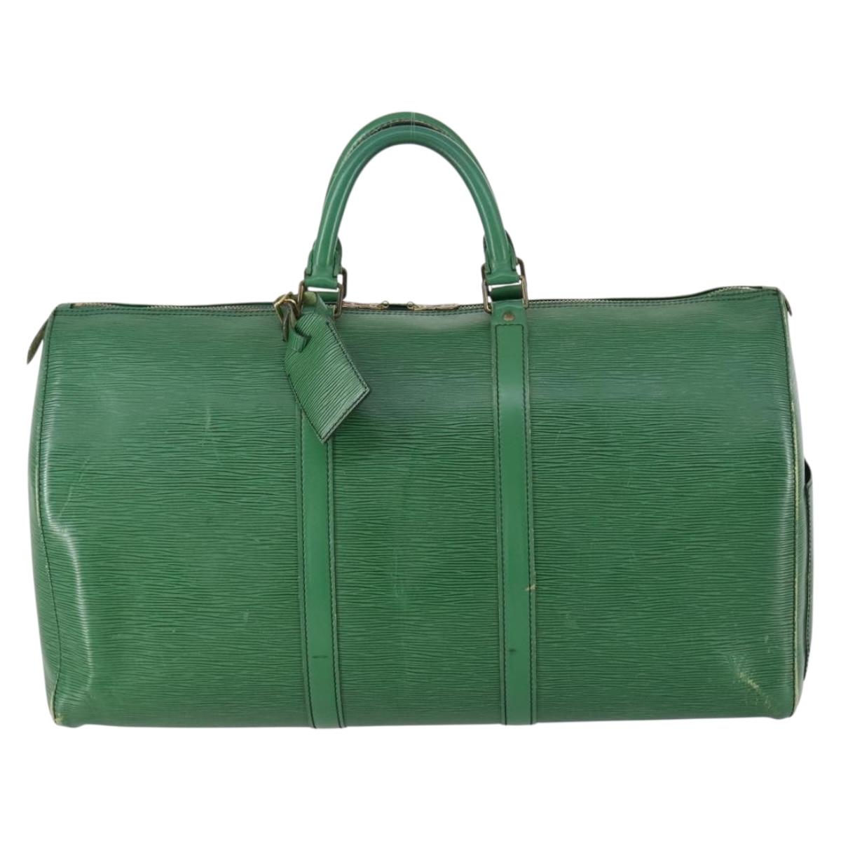 LOUIS VUITTON Epi Keepall 50 Boston Bag Green M42964 LV Auth ki6165