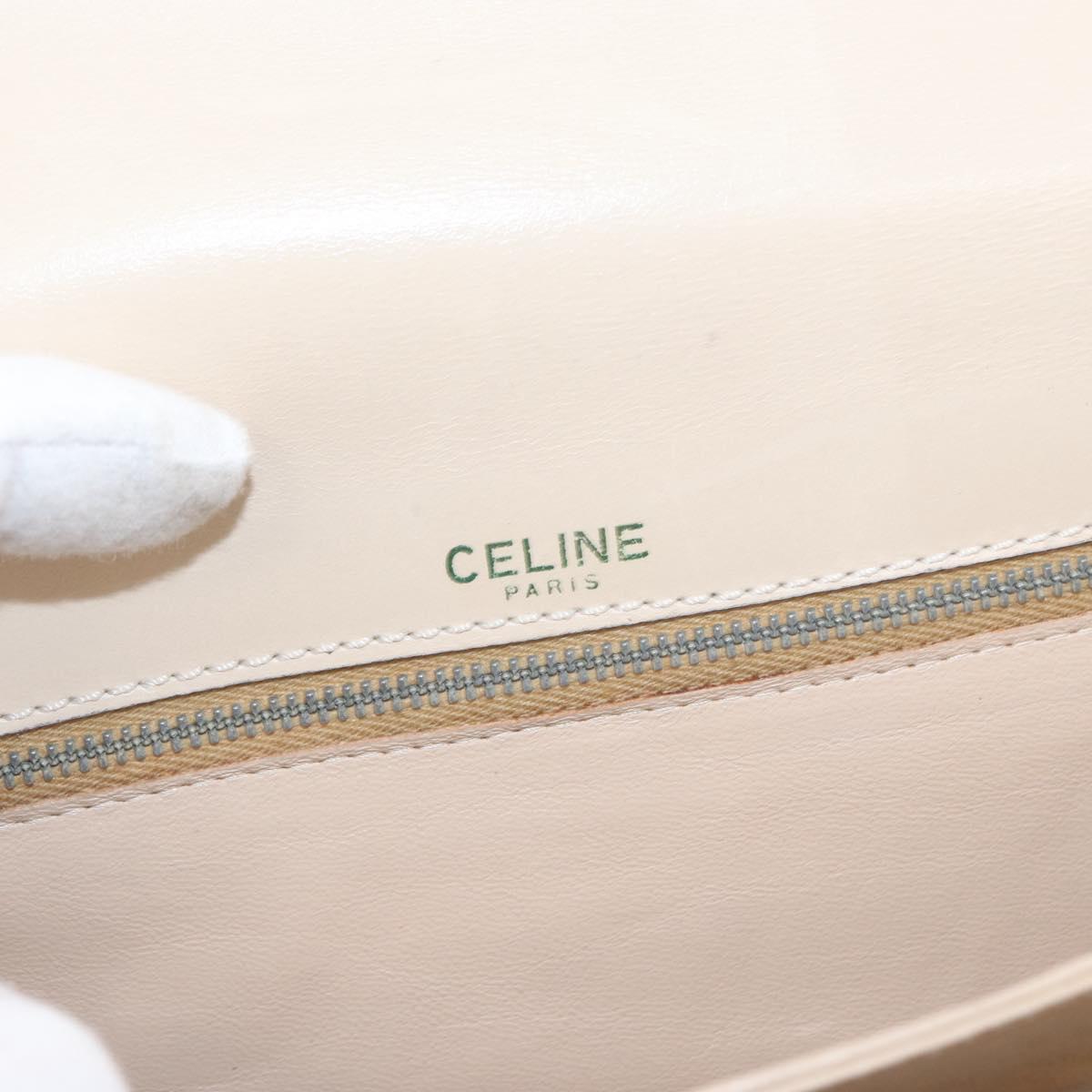 CELINE Horse Carriage Shoulder Bag Leather Cream Gold Auth ki6167
