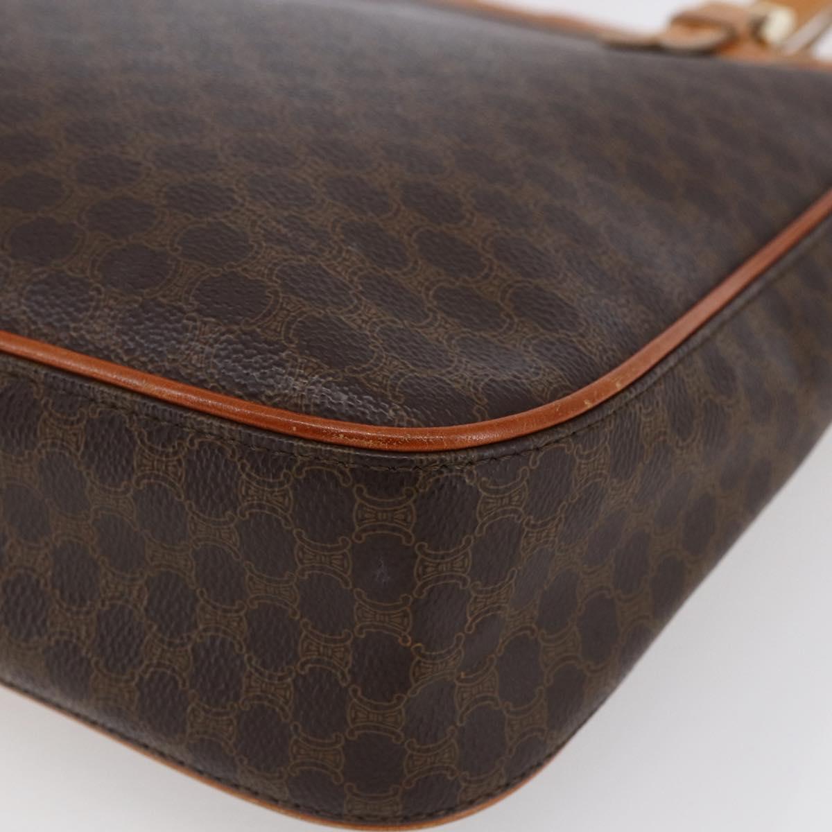 CELINE Macadam Canvas Hand Bag PVC Leather Brown Gold Auth ki6170