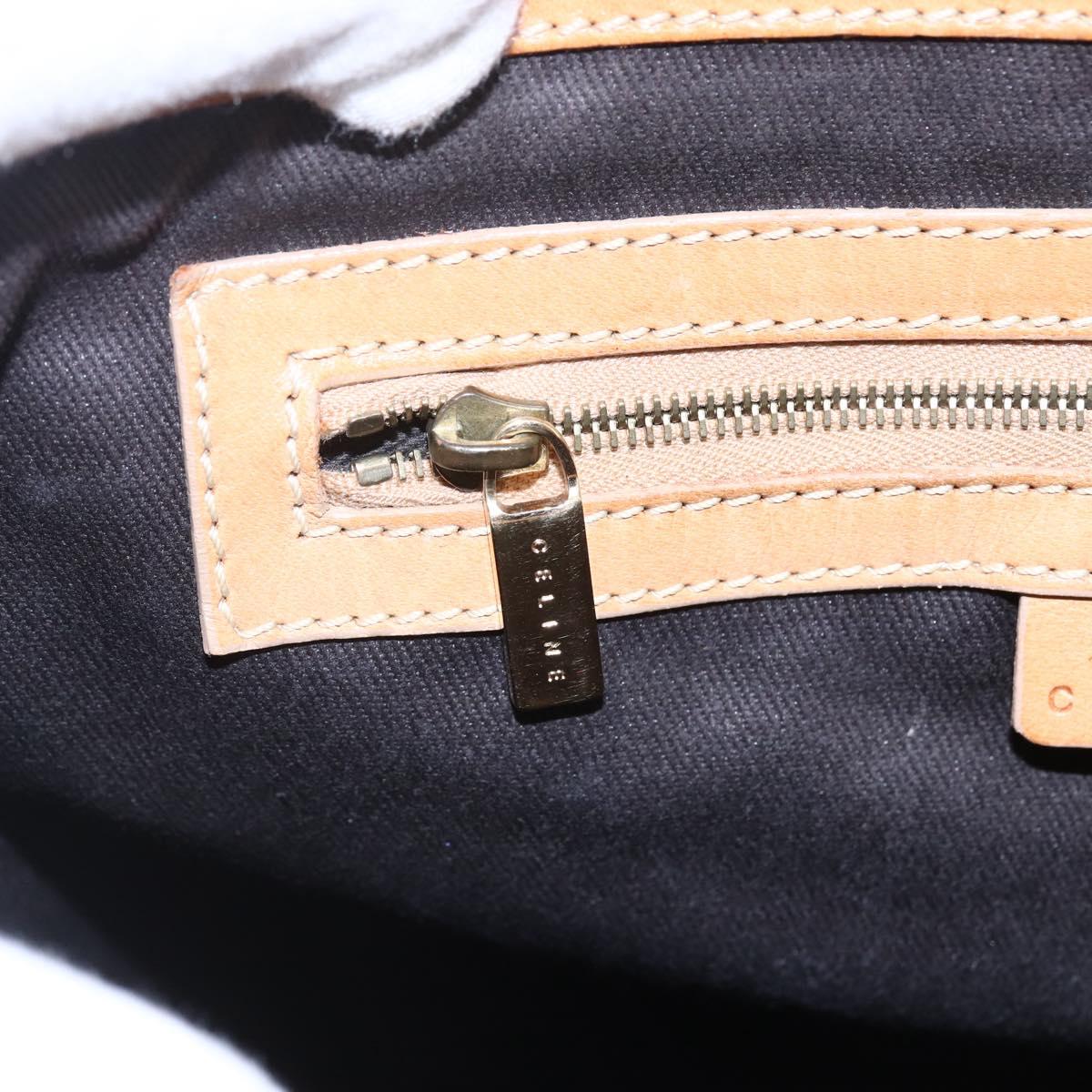 CELINE Macadam Canvas Hand Bag PVC Leather Brown Gold Auth ki6170