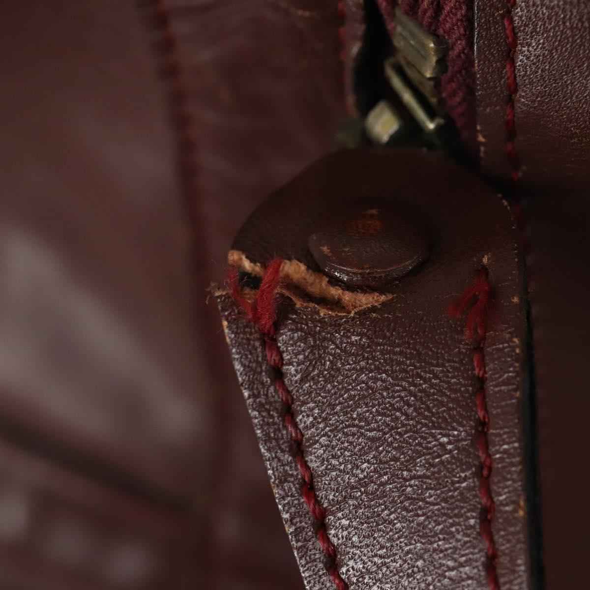 CARTIER Must Line Boston Bag Leather 3 Set Bordeaux Auth ki6175