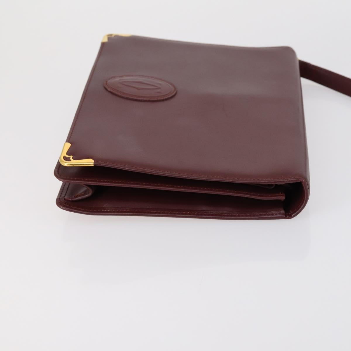 CARTIER Must Line Clutch Bag Leather 3 Set Bordeaux Auth ki6176