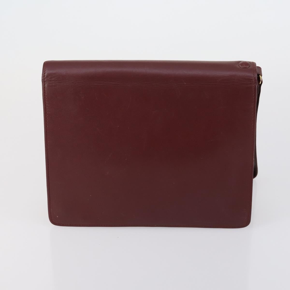CARTIER Must Line Clutch Bag Leather 3 Set Bordeaux Auth ki6176