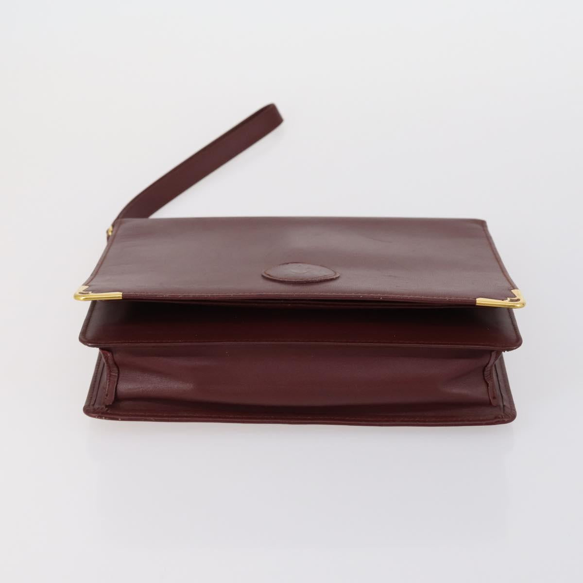 CARTIER Must Line Clutch Bag Leather 3 Set Bordeaux Auth ki6176