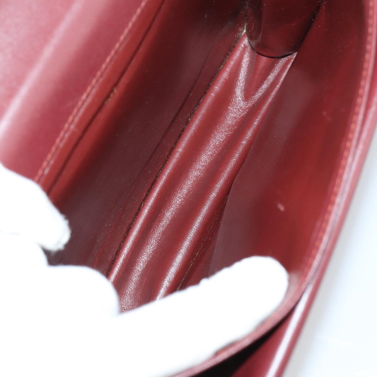 CARTIER Must Line Clutch Bag Leather 3 Set Bordeaux Auth ki6176