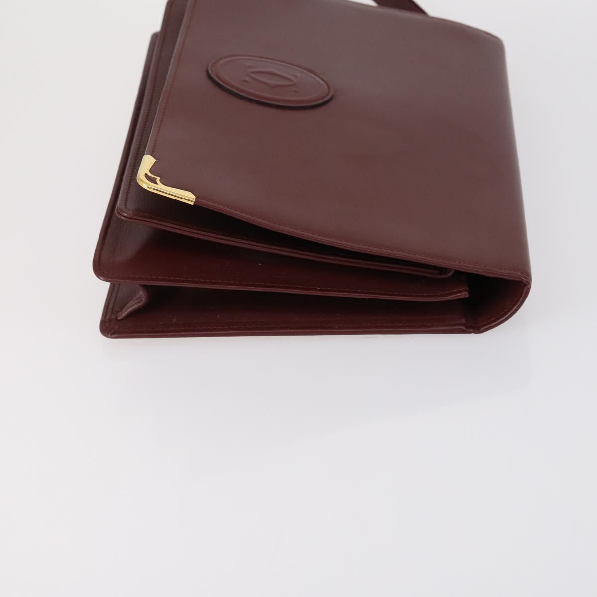 CARTIER Must Line Clutch Bag Leather 3 Set Bordeaux Auth ki6176