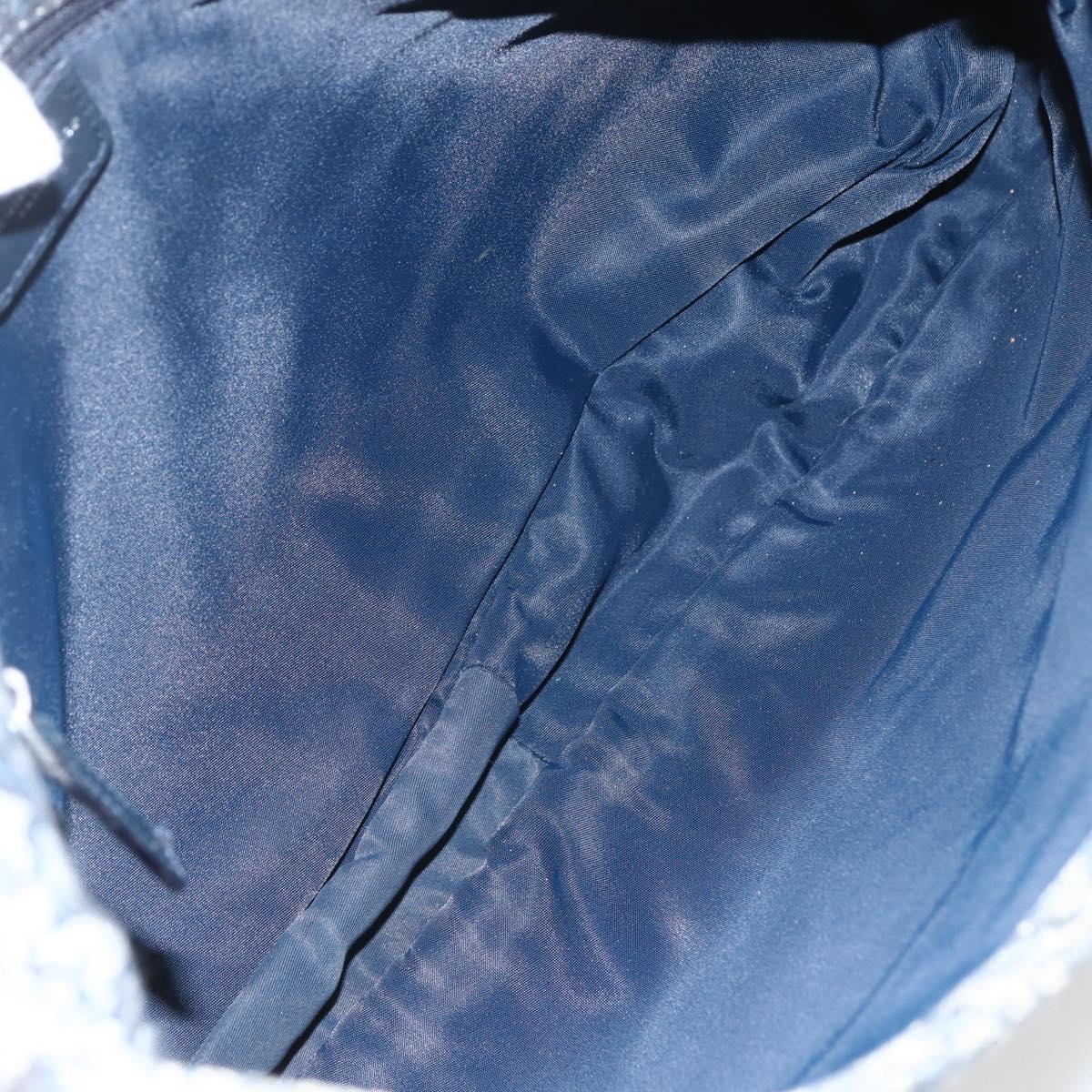 Christian Dior Trotter Canvas Shoulder Bag Navy Silver Auth ki6178