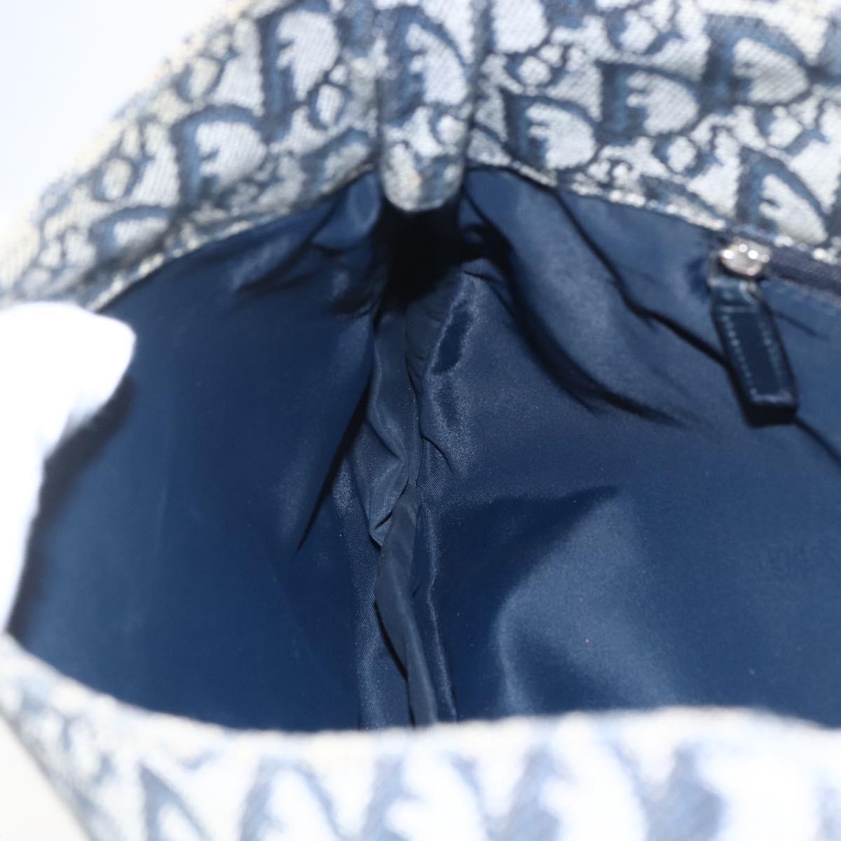 Christian Dior Trotter Canvas Shoulder Bag Navy Silver Auth ki6178