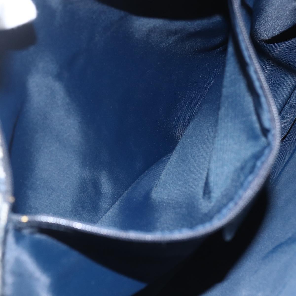 Christian Dior Trotter Canvas Shoulder Bag Navy Silver Auth ki6178