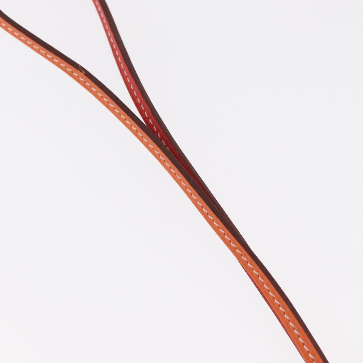 HERMES Airtag Bag Charm Leather Orange Auth ki6180