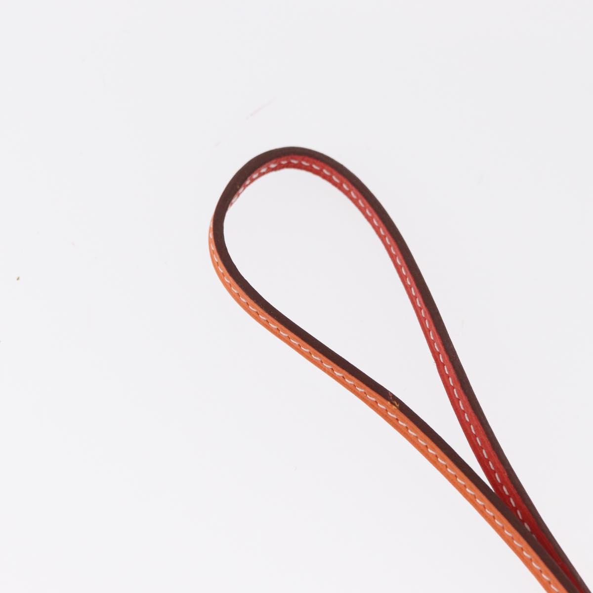 HERMES Airtag Bag Charm Leather Orange Auth ki6180