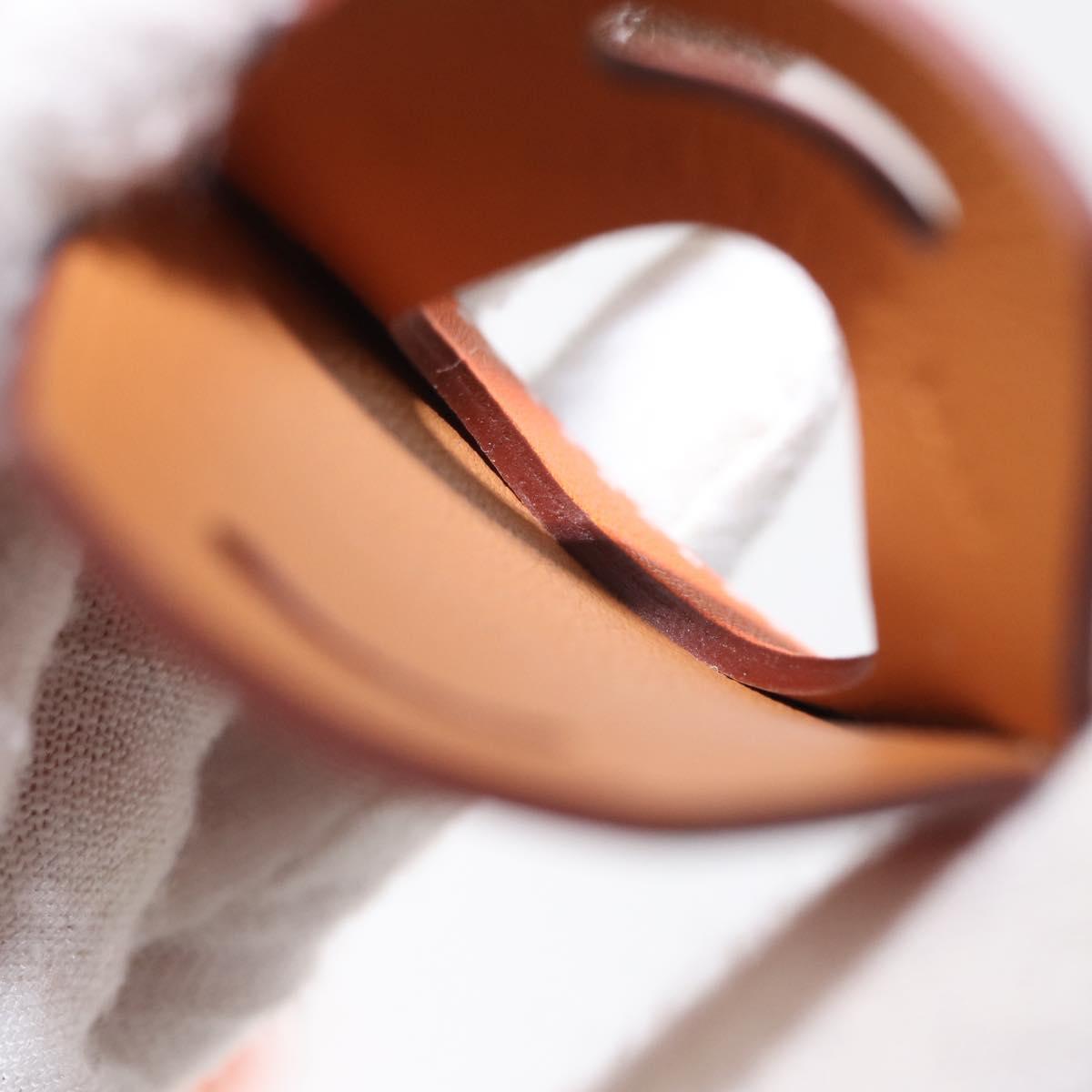 HERMES Airtag Bag Charm Leather Orange Auth ki6180