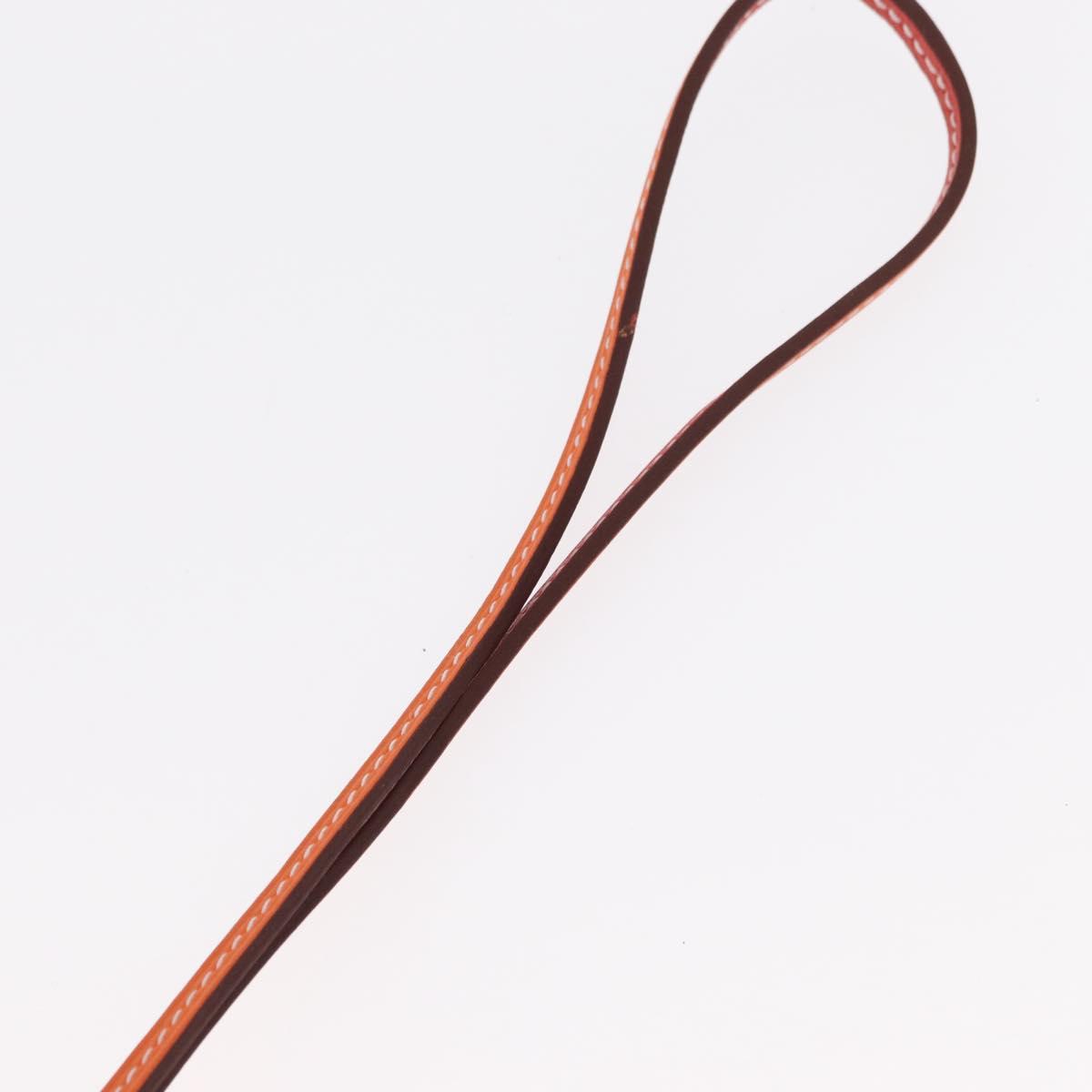 HERMES Airtag Bag Charm Leather Orange Auth ki6180