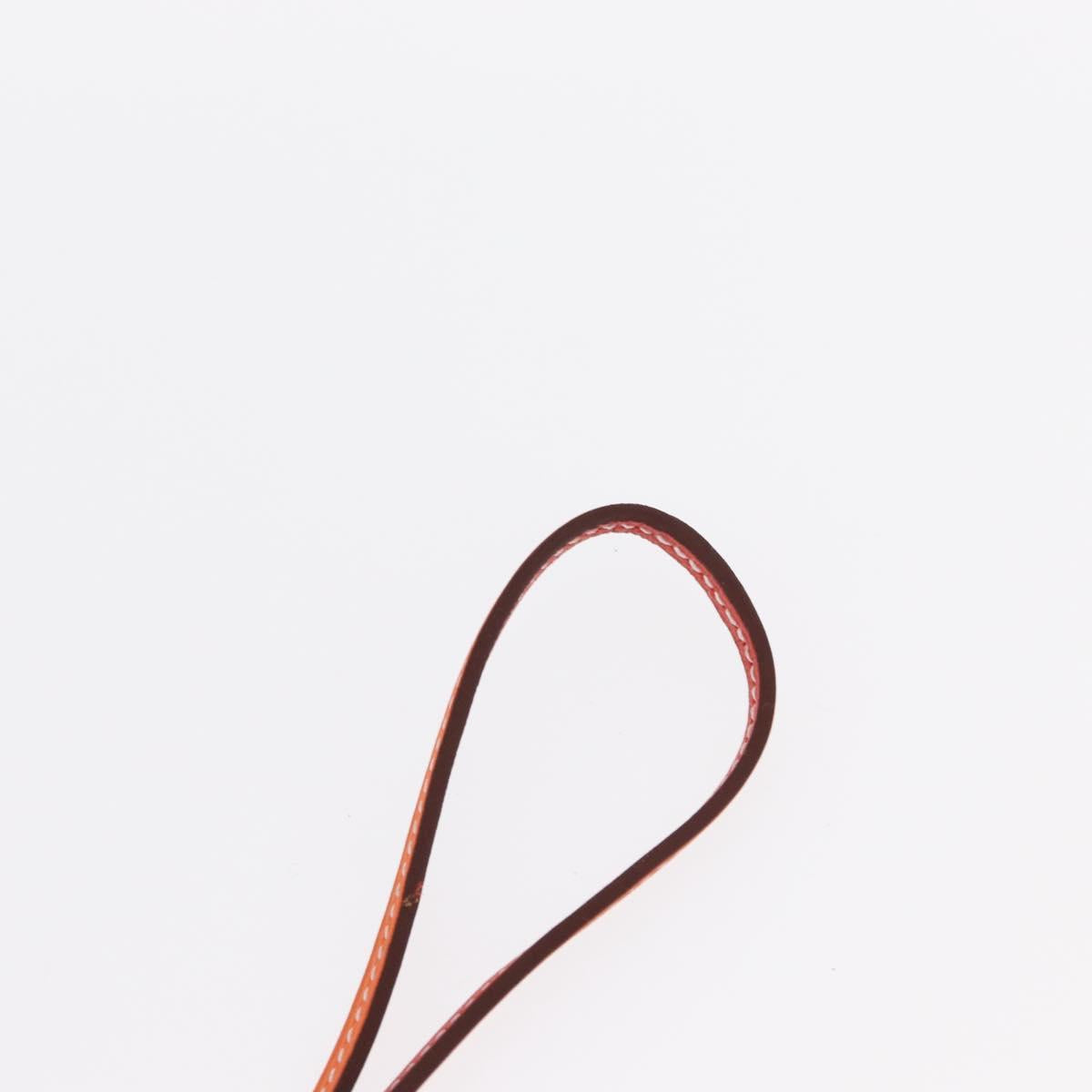 HERMES Airtag Bag Charm Leather Orange Auth ki6180