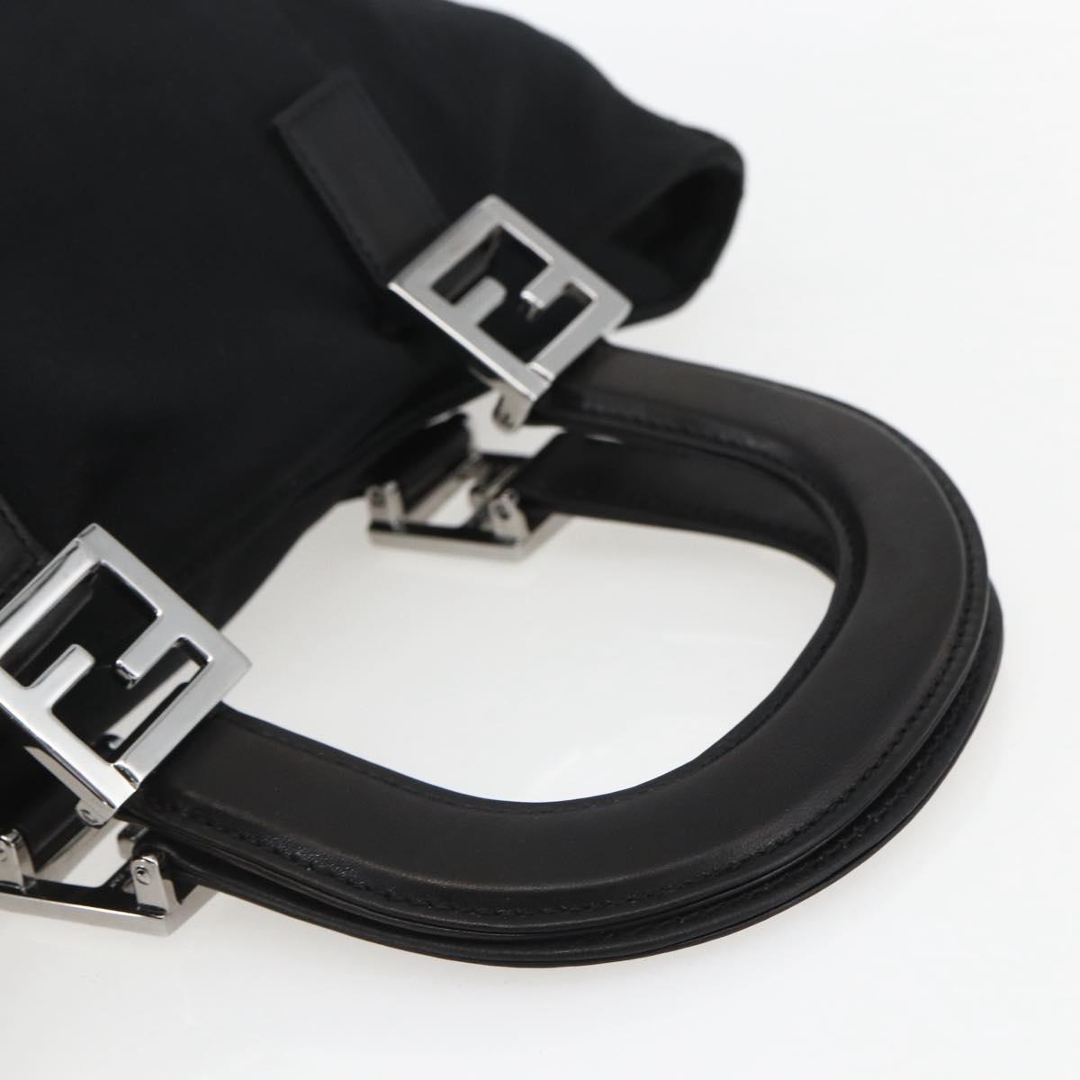 FENDI Hand Bag Nylon Black Silver Auth ki6181