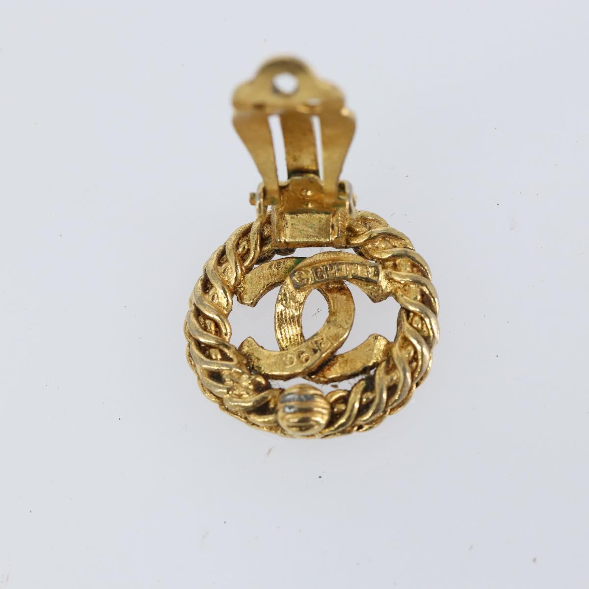 CHANEL COCO Mark Earring metal Gold CC Auth ki6182