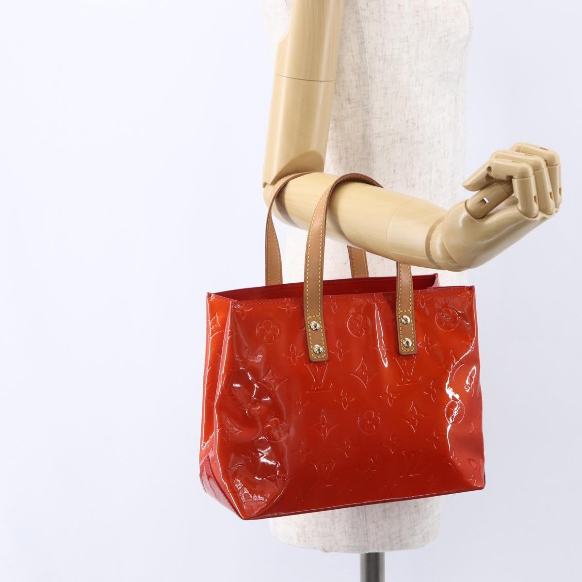 LOUIS VUITTON Monogram Vernis Reade PM Hand Bag Red Rouge M91088 LV Auth ki6184