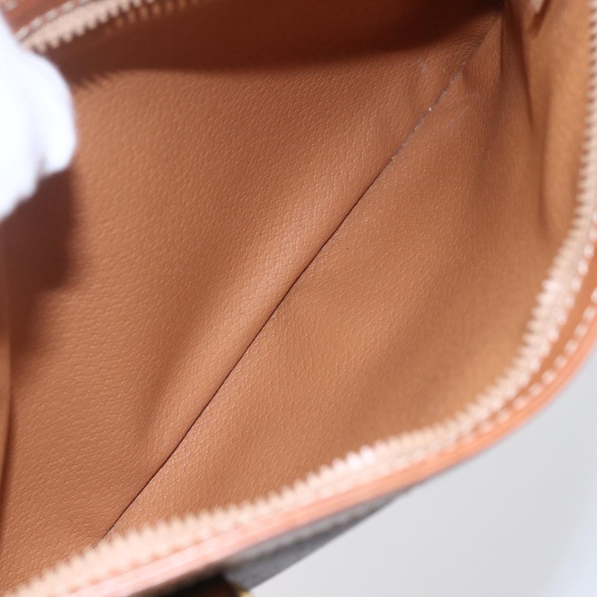 CELINE Macadam Canvas Hand Bag PVC Leather Brown Gold Auth ki6186