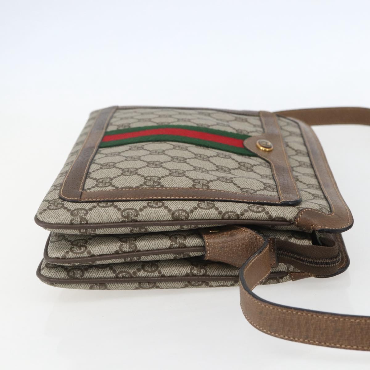 GUCCI GG Supreme Web Sherry Line Bag PVC Beige Gold 904 02 013 Auth ki6187