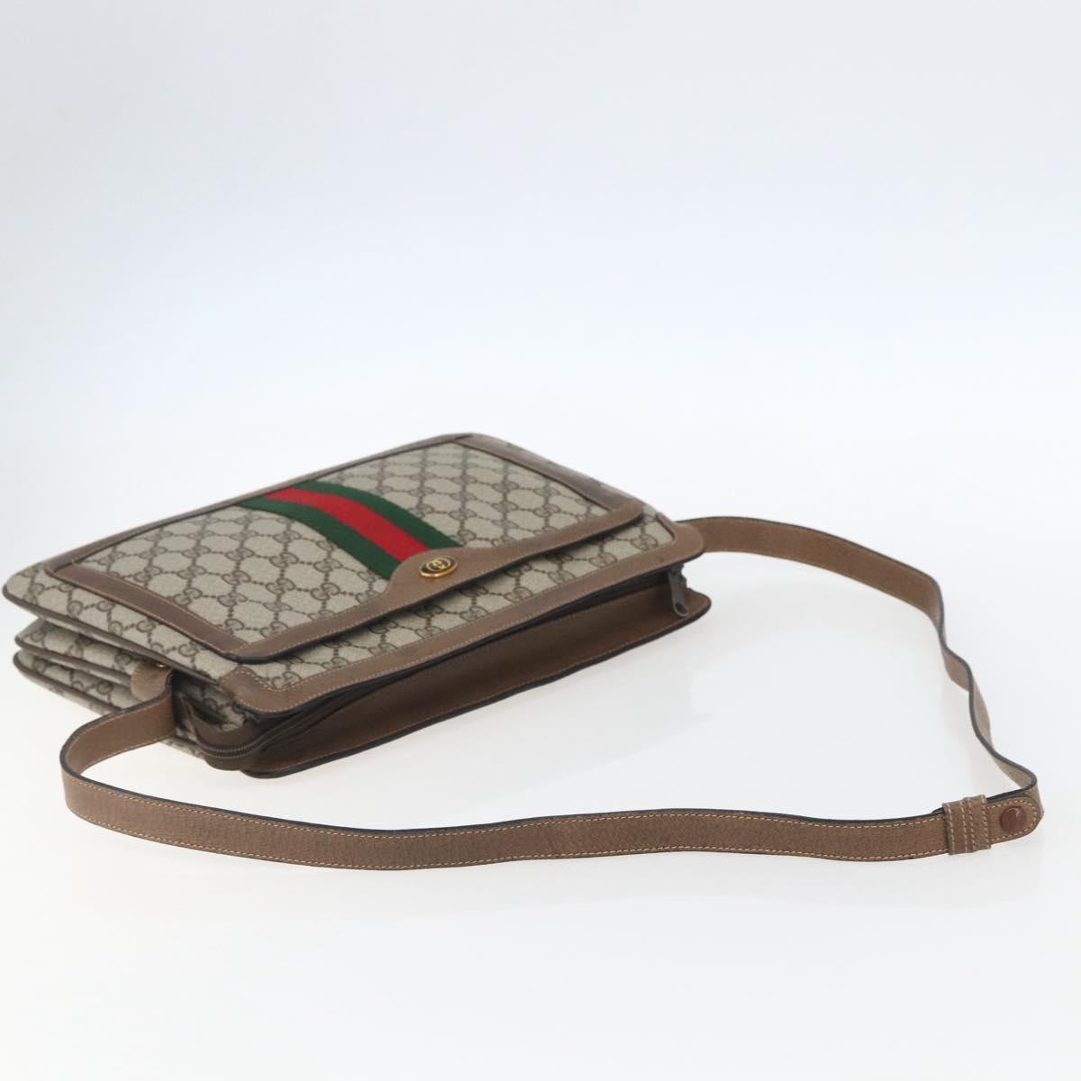 GUCCI GG Supreme Web Sherry Line Bag PVC Beige Gold 904 02 013 Auth ki6187