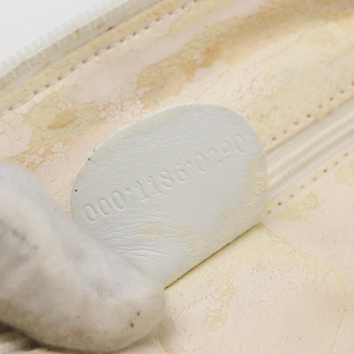 GUCCI Bamboo Hand Bag Leather White Gold Auth ki6188