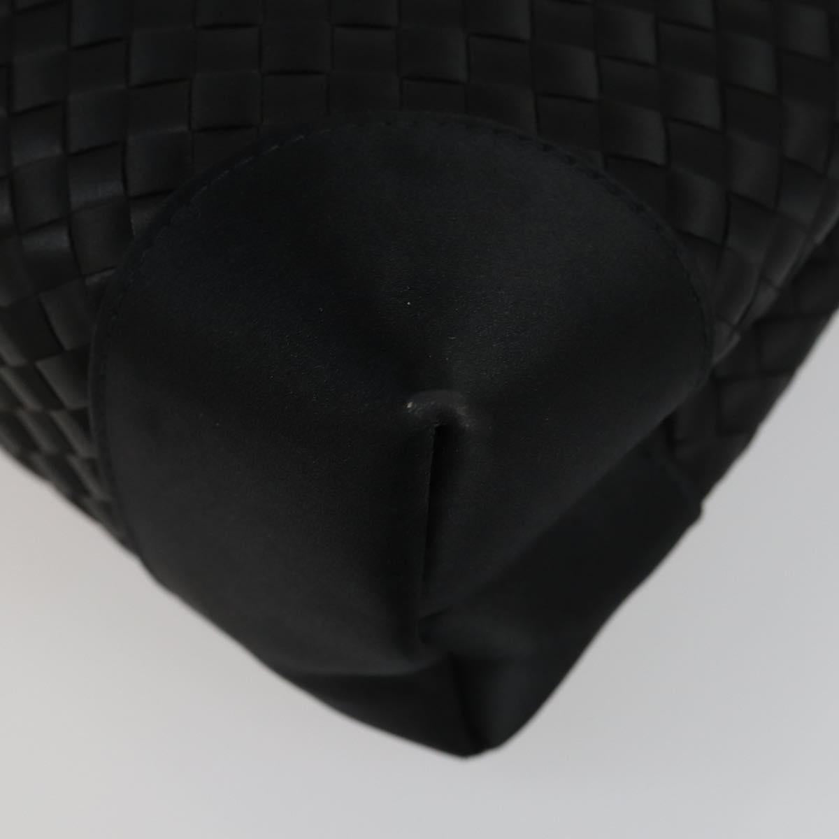 BOTTEGA VENETA INTRECCIATO Hand Bag Satin Black Gold Auth ki6189