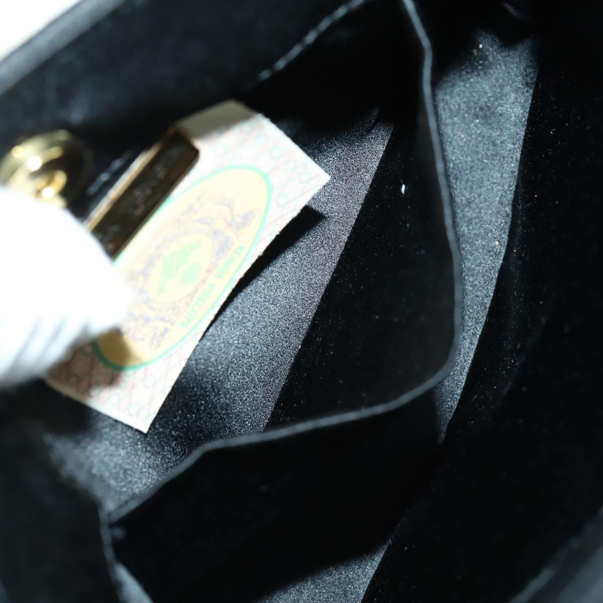 BOTTEGA VENETA INTRECCIATO Hand Bag Satin Black Gold Auth ki6189