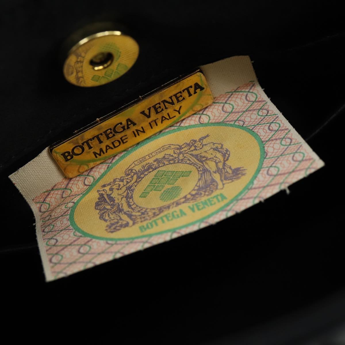 BOTTEGA VENETA INTRECCIATO Hand Bag Satin Black Gold Auth ki6189