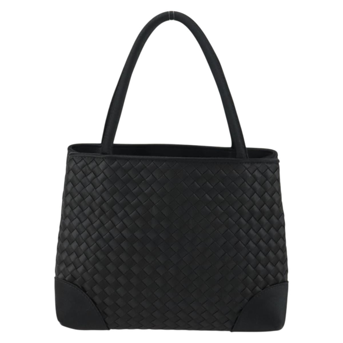 BOTTEGA VENETA INTRECCIATO Hand Bag Satin Black Gold Auth ki6189