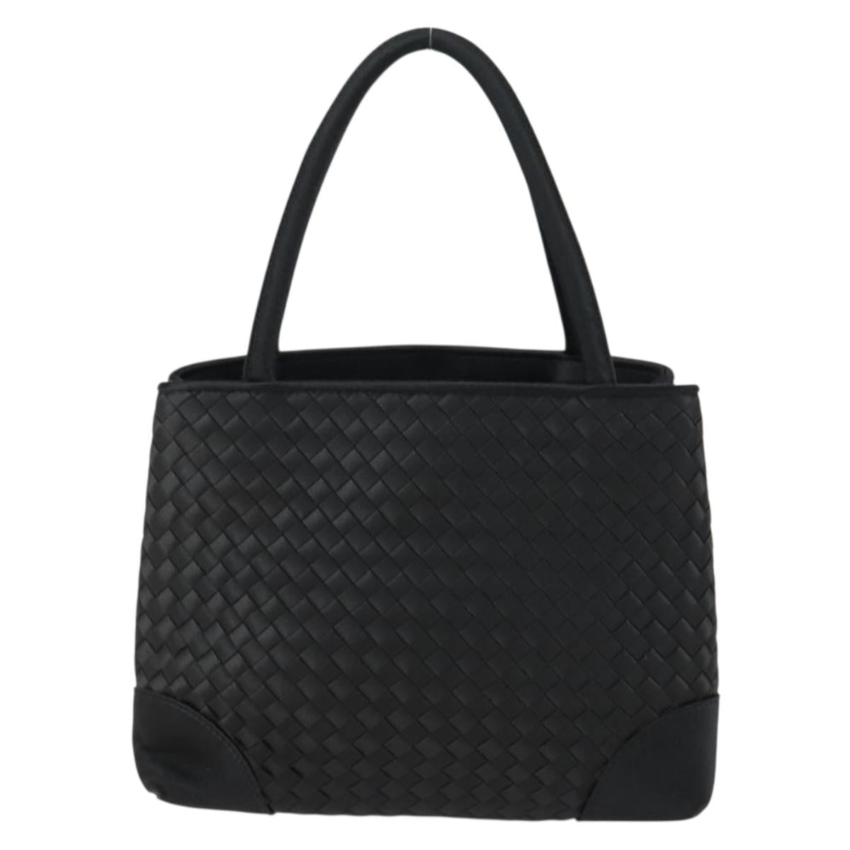 BOTTEGA VENETA INTRECCIATO Hand Bag Satin Black Gold Auth ki6189