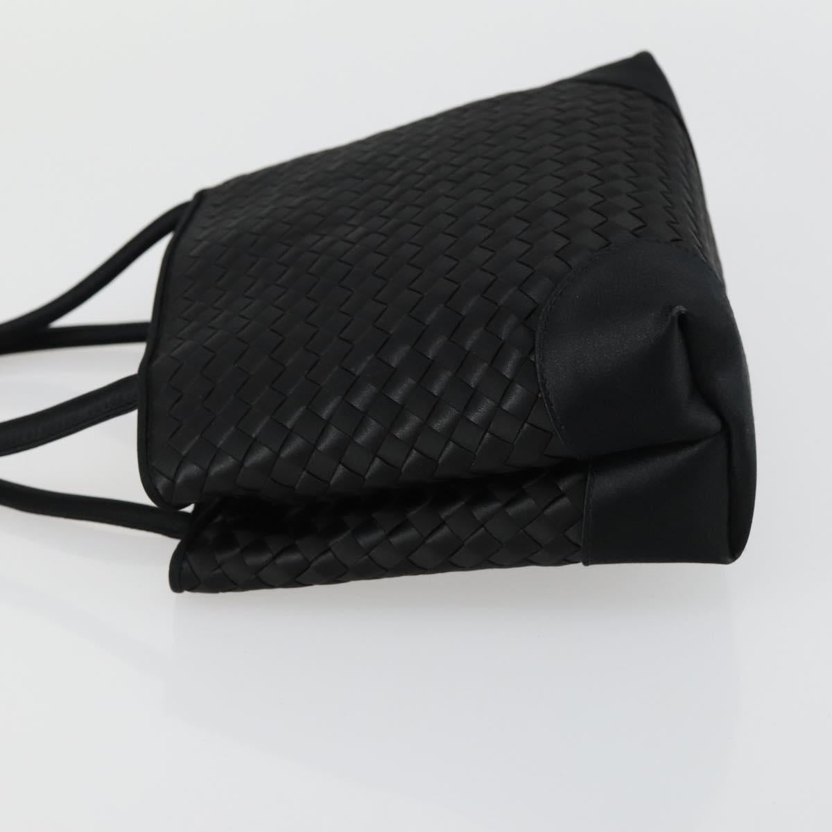 BOTTEGA VENETA INTRECCIATO Hand Bag Satin Black Gold Auth ki6189