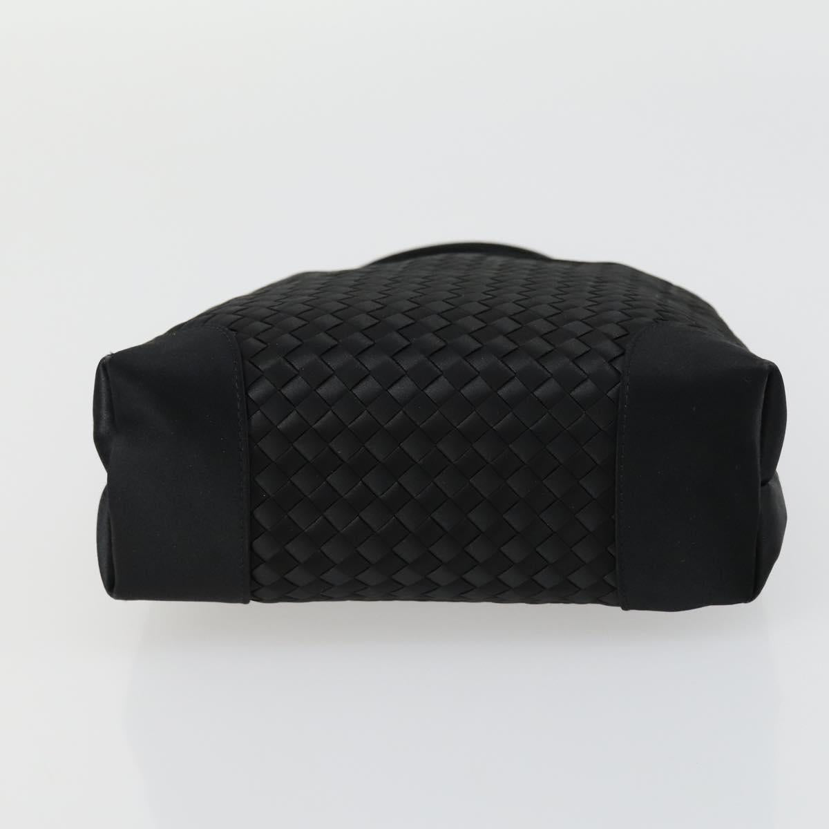 BOTTEGA VENETA INTRECCIATO Hand Bag Satin Black Gold Auth ki6189